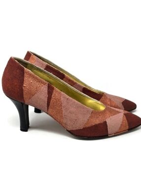 One Of A Kind Hand Painted Vintage Walter Steiger Fabric Covered Pump Women's 6